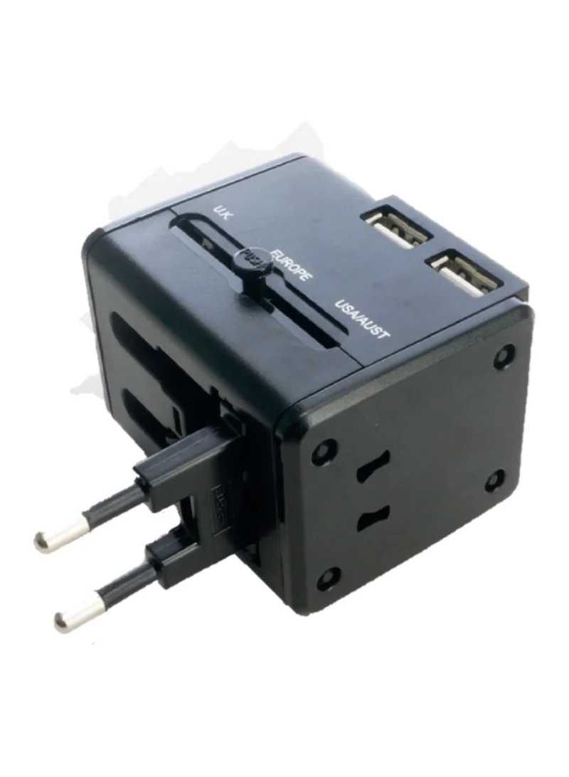 American Tourister  Universal Travel Adapter Black|3 USB Ports|Compact and Portable|Universal Compatibility  | Best Price UAE